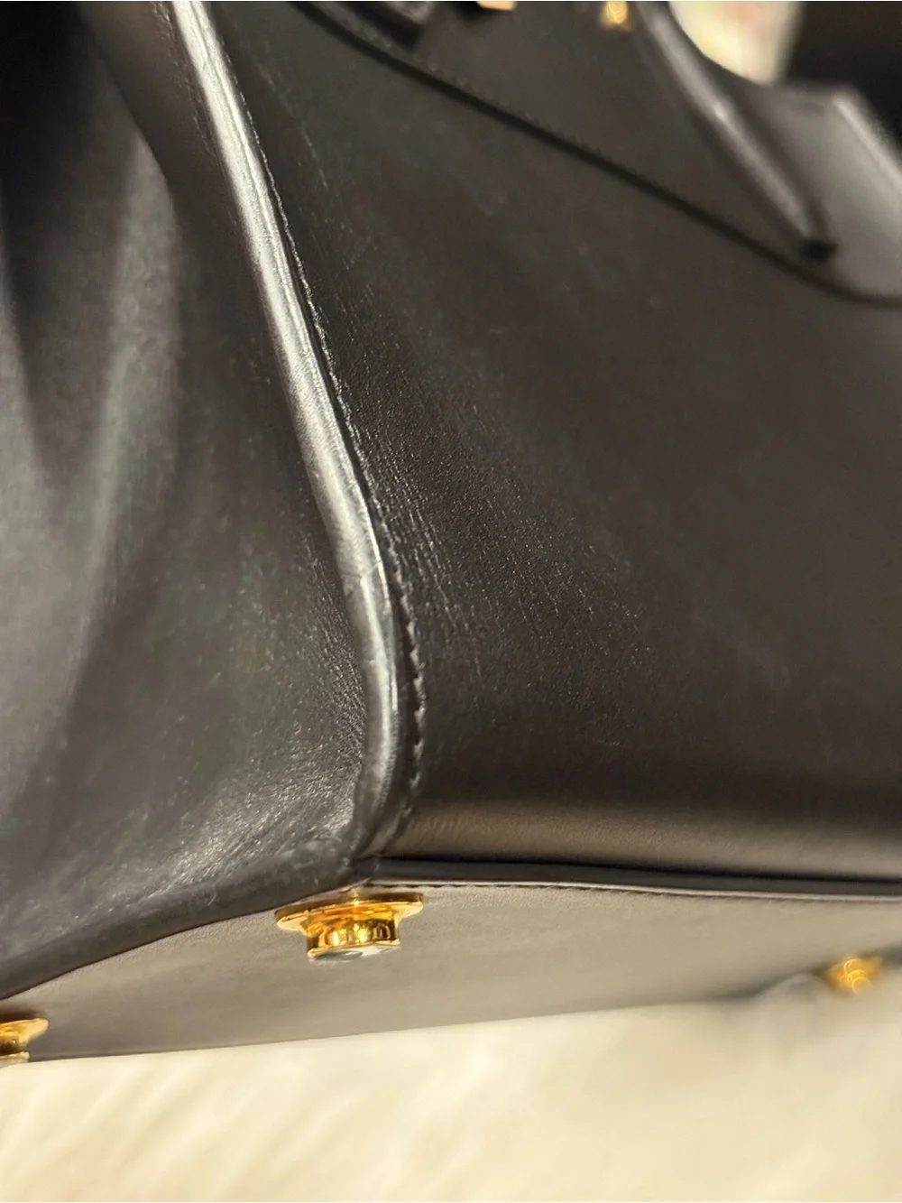 Black Leather Top-Handle Satchel - Black